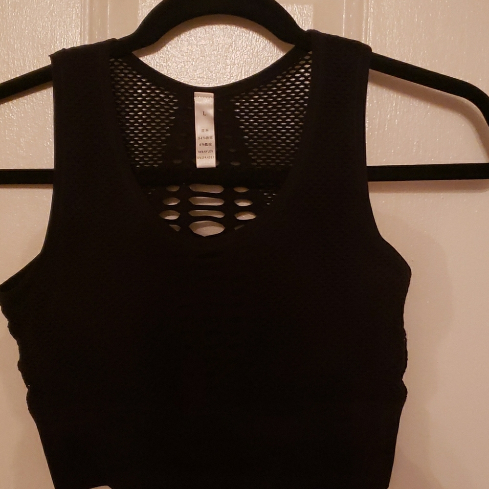 NEW - STRETCHY BLACK CUTOUT YOGA/SPORTS BRA